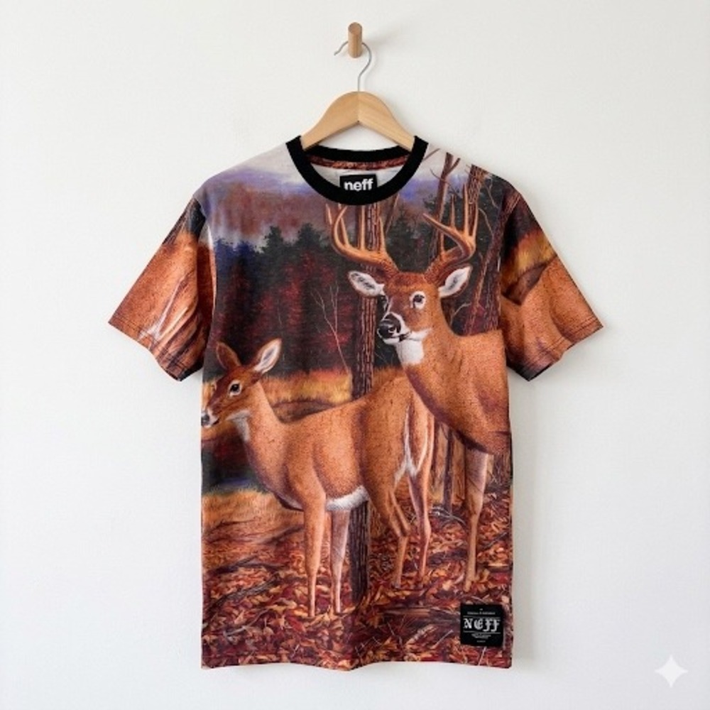 NEFF Company Search and Destroy Thicket Tee All Over Print Deer Nature Small AOP
